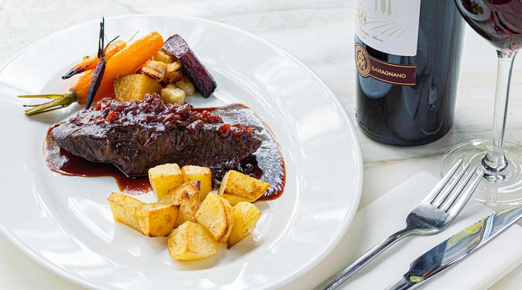 Luxury food with a glass of wine