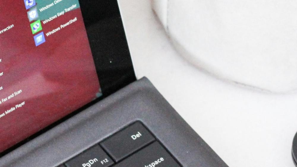A laptop and mouse.